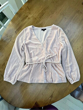 J.Crew Velvet Faux-Wrap Top Pink